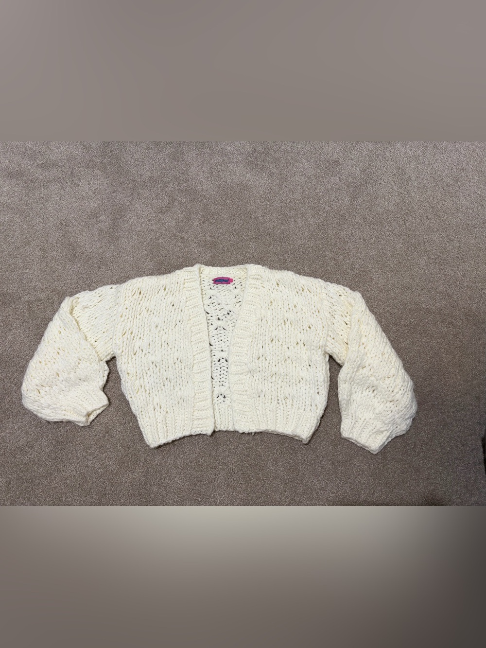 Chunky Cream Open-Front Knit Women's Sweater Cardigan